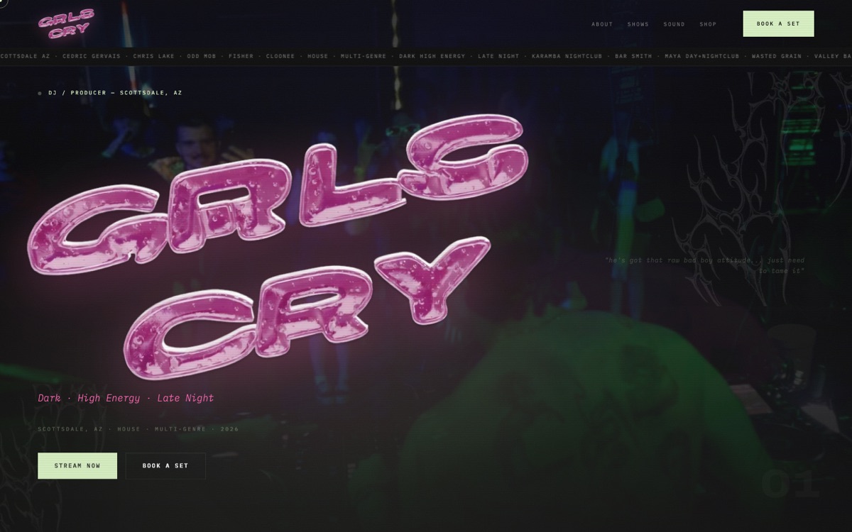 GRLS CRY homepage